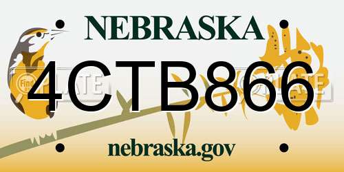 4CTB866 Nebraska License Plate