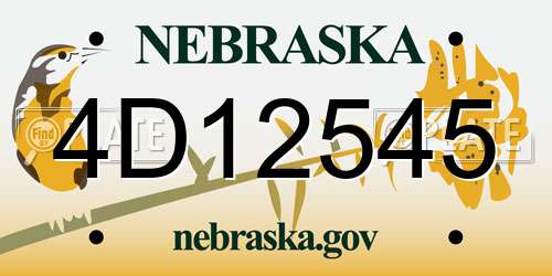 4D12545 Nebraska License Plate