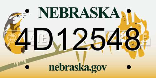 4D12548 Nebraska License Plate