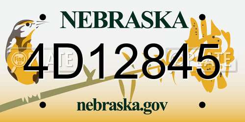 4D12845 Nebraska License Plate