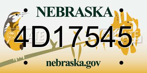 4D17545 Nebraska License Plate