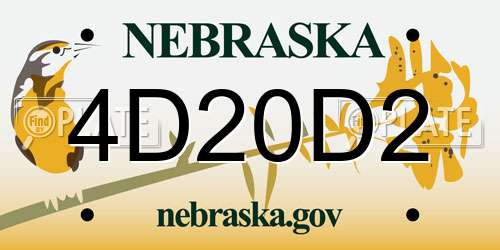 4D20D2 Nebraska License Plate