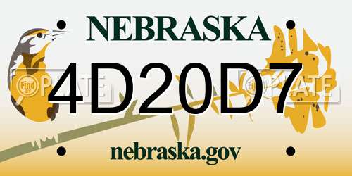 4D20D7 Nebraska License Plate