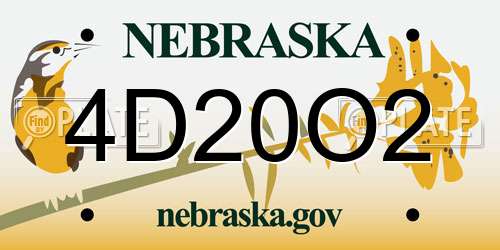 4D20O2 Nebraska License Plate