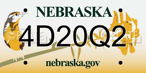 4D20Q2 Nebraska License Plate