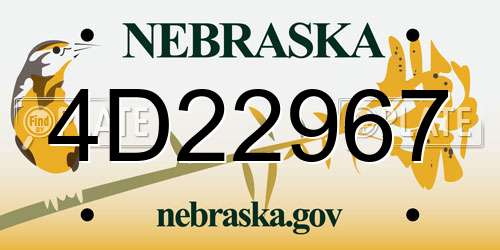 4D22967 Nebraska License Plate
