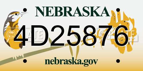4D25876 Nebraska License Plate