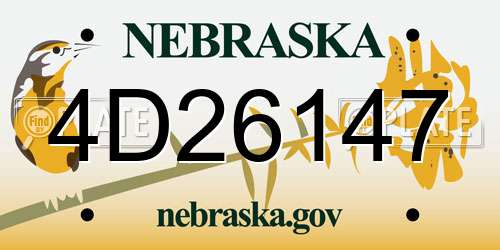 4D26147 Nebraska License Plate