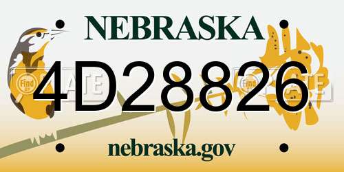 4D28826 Nebraska License Plate