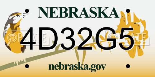 4D32G5 Nebraska License Plate