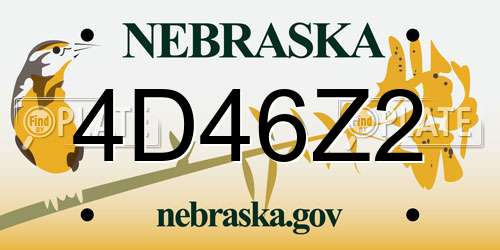 4D46Z2 Nebraska License Plate