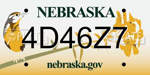 4D46Z7 Nebraska License Plate