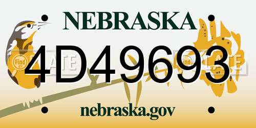 4D49693 Nebraska License Plate