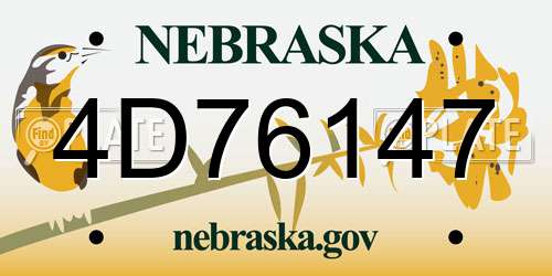 4D76147 Nebraska License Plate