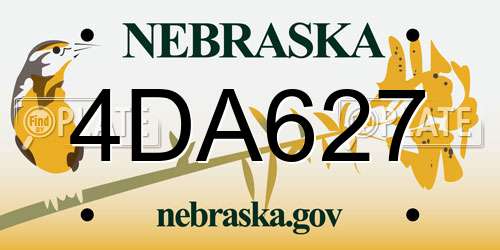 4DA627 Nebraska License Plate