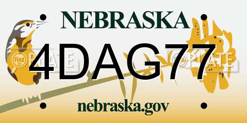 4DAG77 Nebraska License Plate