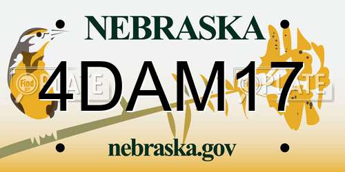 4DAM17 Nebraska License Plate