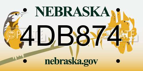 4DB874 Nebraska License Plate