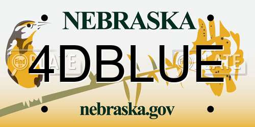4DBLUE Nebraska License Plate