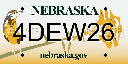4DEW26 Nebraska License Plate