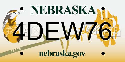 4DEW76 Nebraska License Plate