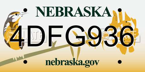 4DFG936 Nebraska License Plate
