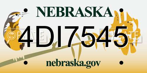 4DI7545 Nebraska License Plate