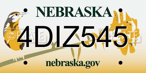 4DIZ545 Nebraska License Plate