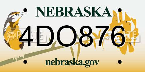 4DO876 Nebraska License Plate