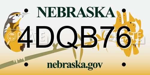4DQB76 Nebraska License Plate