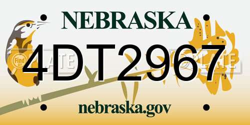 4DT2967 Nebraska License Plate