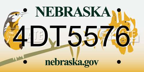 4DT5576 Nebraska License Plate