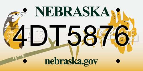 4DT5876 Nebraska License Plate