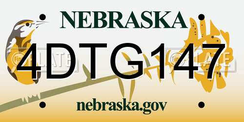 4DTG147 Nebraska License Plate