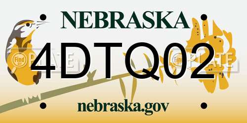 4DTQ02 Nebraska License Plate