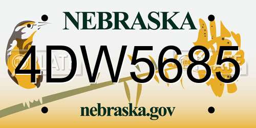 4DW5685 Nebraska License Plate