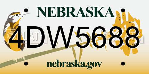 4DW5688 Nebraska License Plate