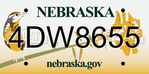 4DW8655 Nebraska License Plate