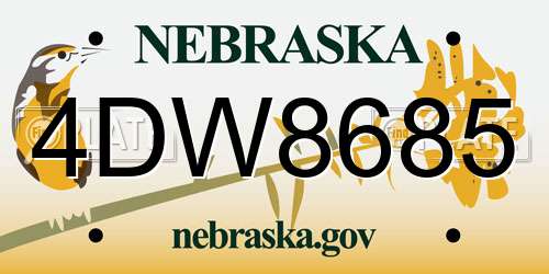 4DW8685 Nebraska License Plate