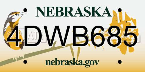 4DWB685 Nebraska License Plate
