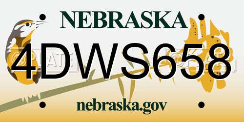4DWS658 Nebraska License Plate