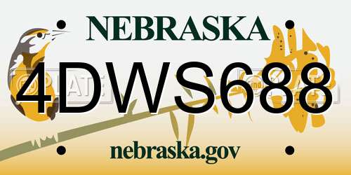 4DWS688 Nebraska License Plate