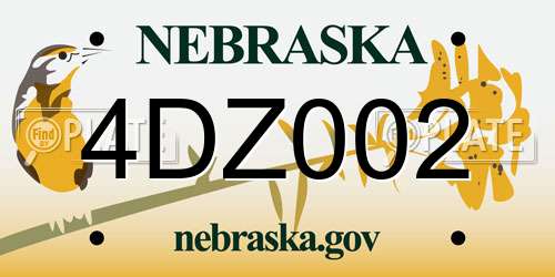 4DZ002 Nebraska License Plate