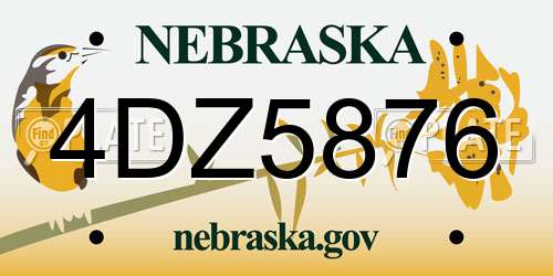 4DZ5876 Nebraska License Plate