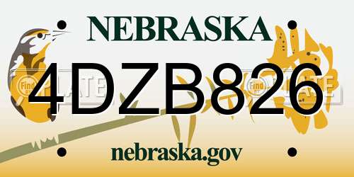 4DZB826 Nebraska License Plate