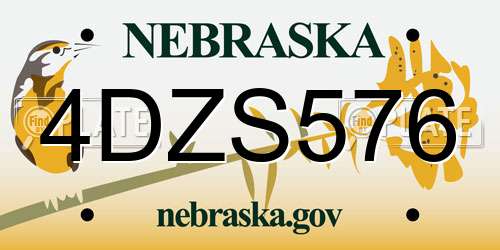 4DZS576 Nebraska License Plate