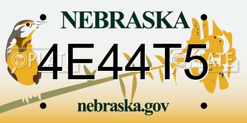 4E44T5 Nebraska License Plate