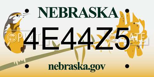 4E44Z5 Nebraska License Plate