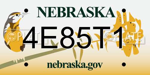 4E85T1 Nebraska License Plate