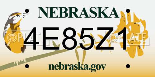 4E85Z1 Nebraska License Plate
